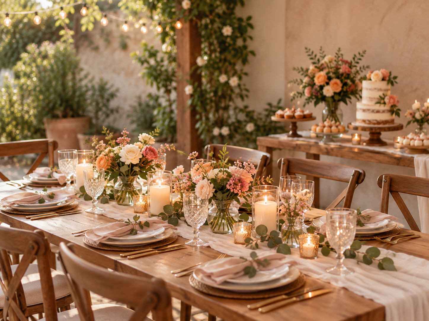 Mesa de casamento para calcular lista buffet e bebidas